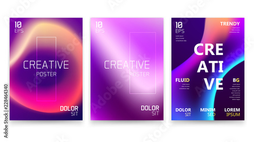 Abstract Vivid Colorful A4 Posters Set. Trendy Fluid Gradient