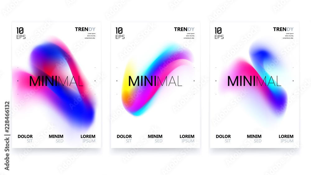 Abstract Vivid Colorful A4 Posters Set. Trendy Fluid Gradient Abstract Vivid Colorful A4 Posters Set. Trendy Fluid Gradient
