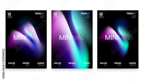 Abstract Vivid Colorful A4 Posters Set. Trendy Fluid Gradient