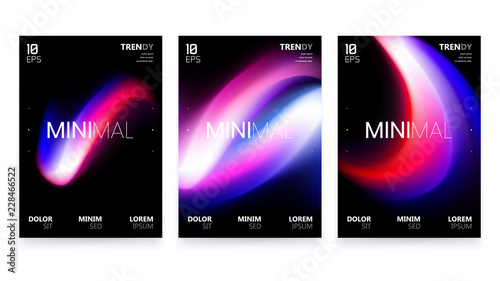 Abstract Vivid Colorful A4 Posters Set. Trendy Fluid Gradient