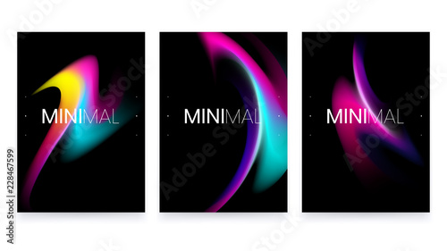 Abstract Vivid Colorful A4 Posters Set. Trendy Fluid Gradient