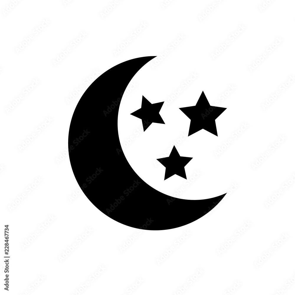 moon and stars icon. raster illustration moon and stars icon. raster illustration