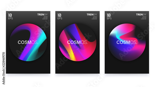 Abstract Vivid Colorful A4 Posters Set. Trendy Fluid Gradient