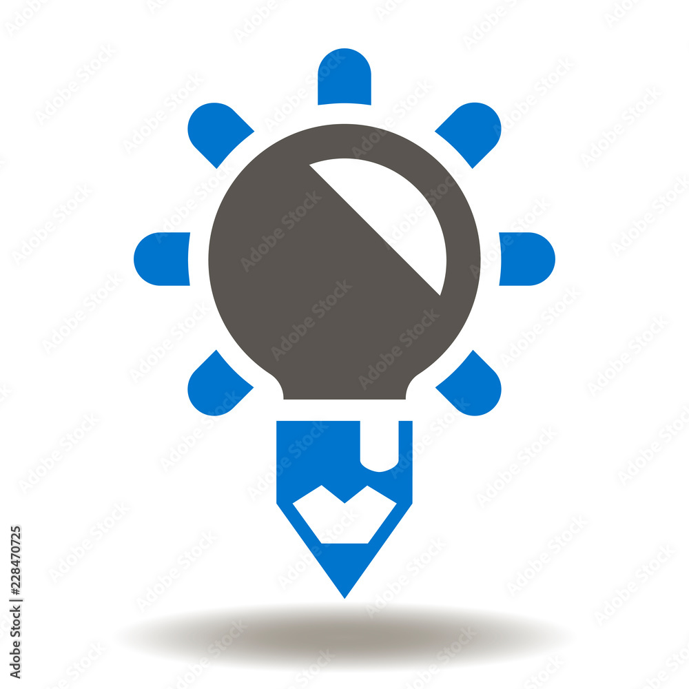 Fototapeta premium Light bulb pencil icon vector. Education Logo. Creative development illustration. Idea Innovation Designing Symbol.