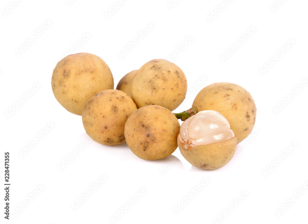 bunch of fresh Long Kong fruit on white background bunch of fresh Long Kong fruit on white background