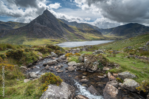 Stunning landscape image of countryside around Llyn Ogwen in Snowdonia during ear y Autumn