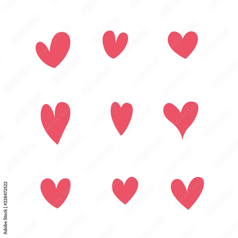 Pink heart. Heart set icon vector illustration