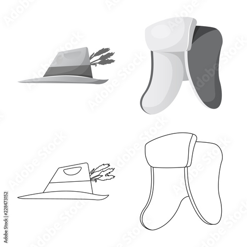 Isolated object of headgear and cap icon. Collection of headgear and accessory stock symbol for web.