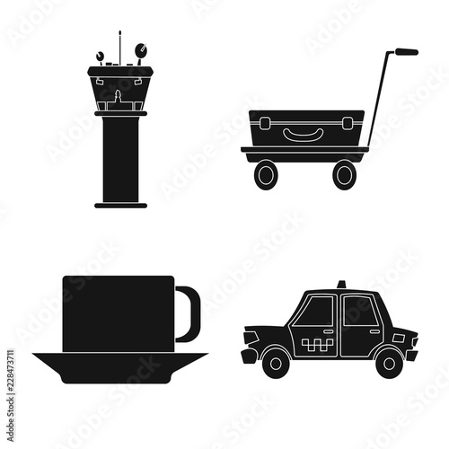 Vector design of airport and airplane sign. Set of airport and plane stock vector illustration.
