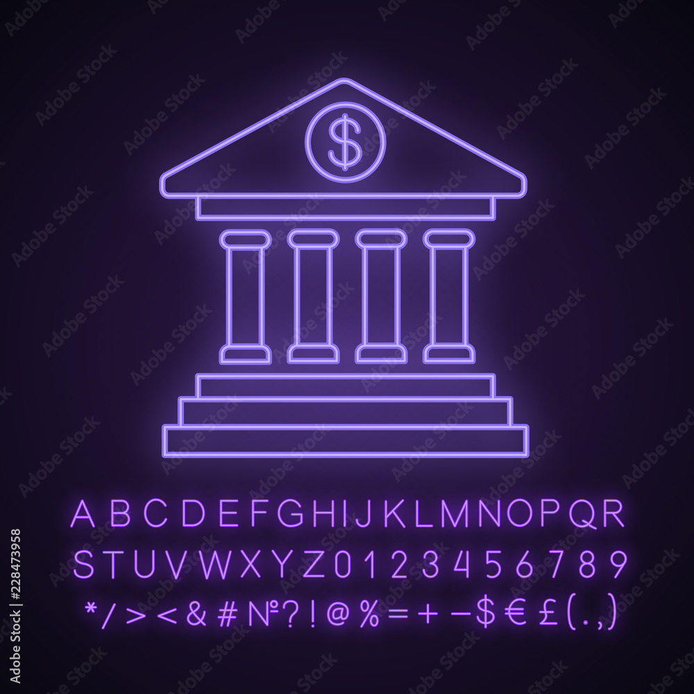 Online banking neon light icon