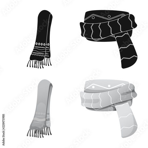 Isolated object of scarf and shawl logo. Collection of scarf and accessory stock vector illustration.