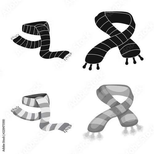 Isolated object of scarf and shawl logo. Set of scarf and accessory stock symbol for web.