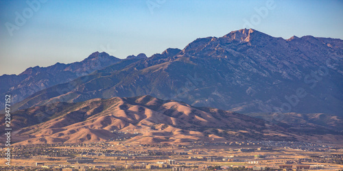 Fotografi White Baldy Mountain and Utah Valley at sunset