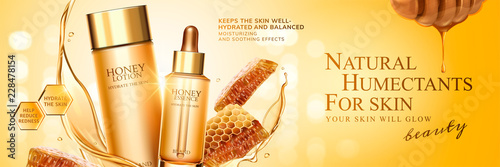Natural honey skin care banner