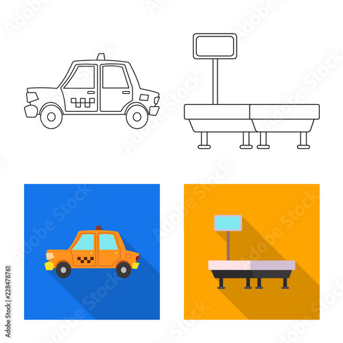 Vector illustration of airport and airplane logo. Collection of airport and plane stock symbol for web.