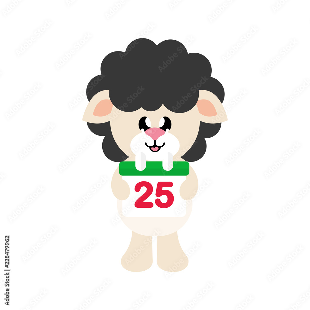 cartoon cute sheep black with christmas calendar cartoon cute sheep black with christmas calendar