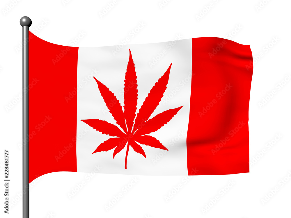 Canadian flag with marijuana leaf instead Maple Leaf Stock Illustration