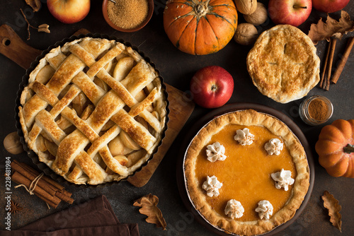 Thanksgiving pumpkin and apple pies
