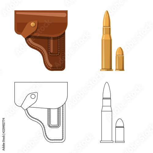 Isolated object of weapon and gun sign. Collection of weapon and army vector icon for stock.