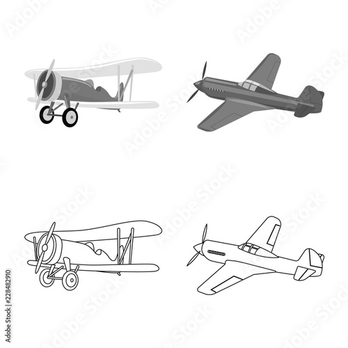 Isolated object of plane and transport logo. Set of plane and sky stock vector illustration.