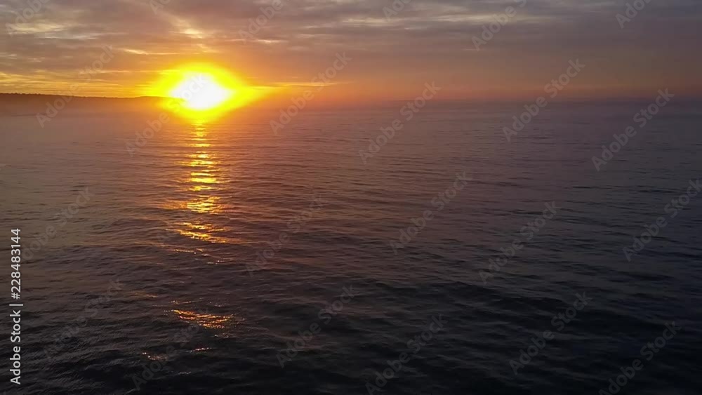 Aerial view of sun over sea horizon Aerial view of sun over sea horizon