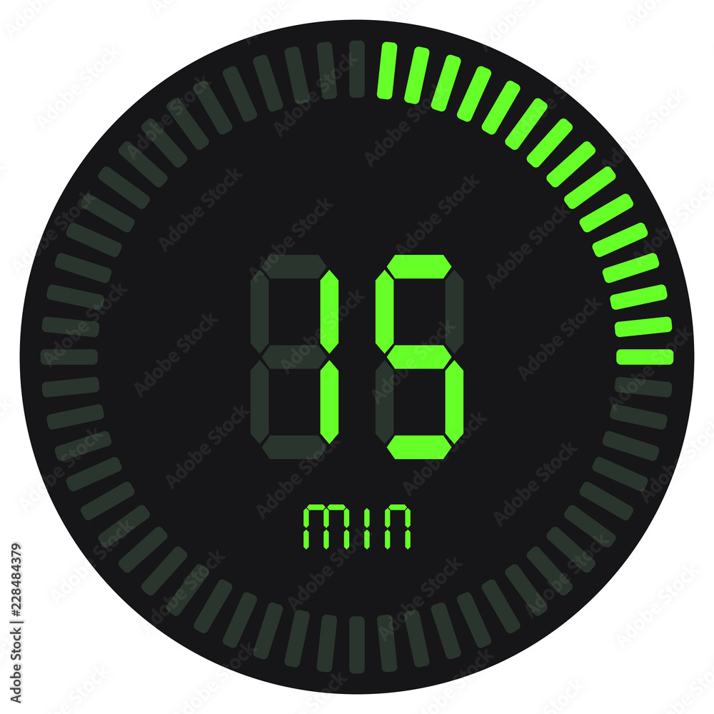 The green digital timer 15 minutes. electronic stopwatch with a gradient  dial starting vector icon, clock and watch, timer, countdown symbol. Stock  Vector | Adobe Stock