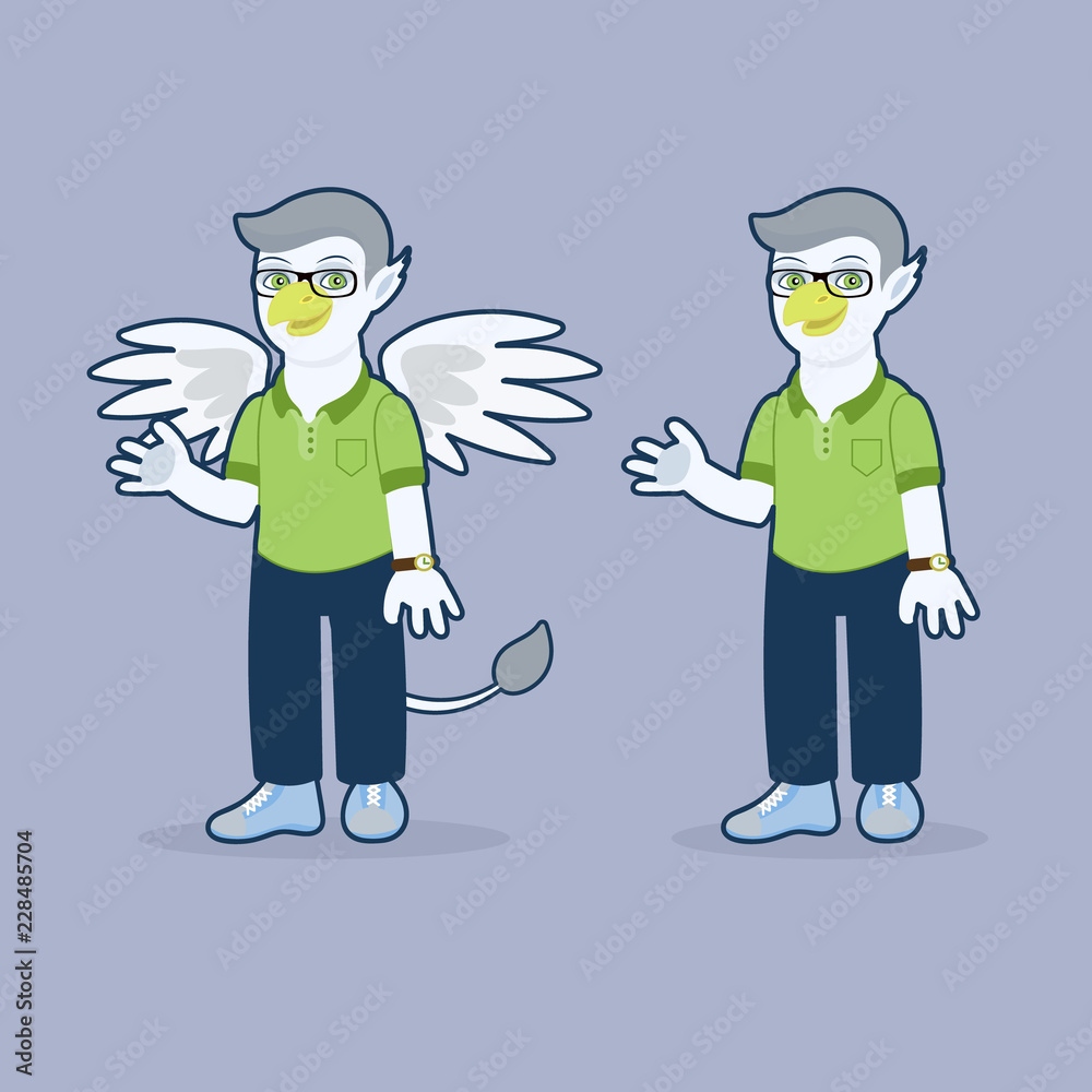 Griffon mascot talisman character in two variants Griffon mascot talisman character in two variants