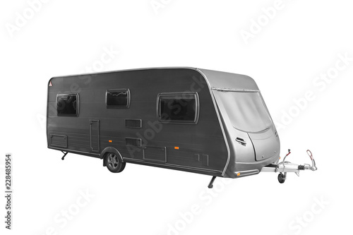 matt black caravan isolated on white