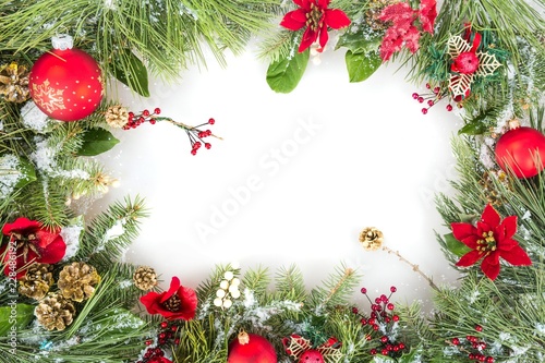 Christmas greenery and ornaments