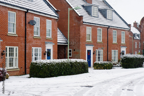 Modern houses in the snow