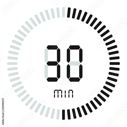 The digital timer 30 minutes. electronic stopwatch with a gradient dial starting vector icon, clock and watch, timer, countdown symbol.