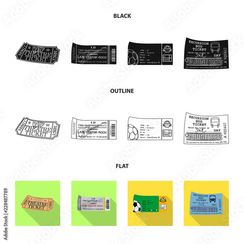 Vector illustration of ticket and admission sign. Set of ticket and event stock vector illustration. photo