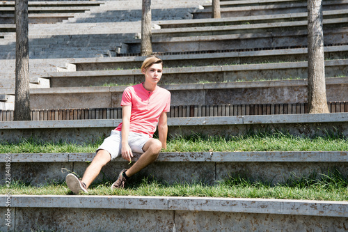 Student resting in the park.