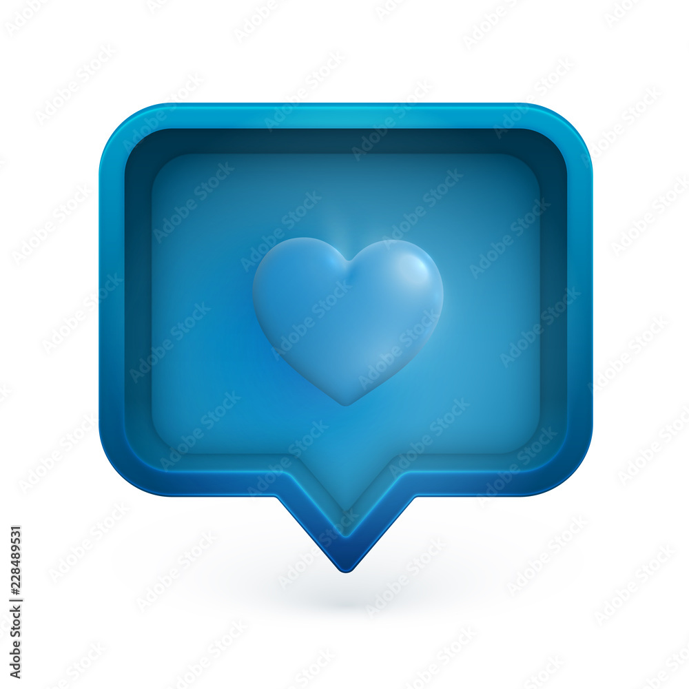 3D heart in a speech bubble, vector illustration 3D heart in a speech bubble, vector illustration