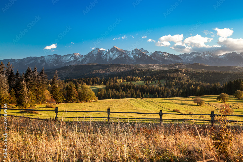 Tatra Mountains close up from Poland Slovakia border side