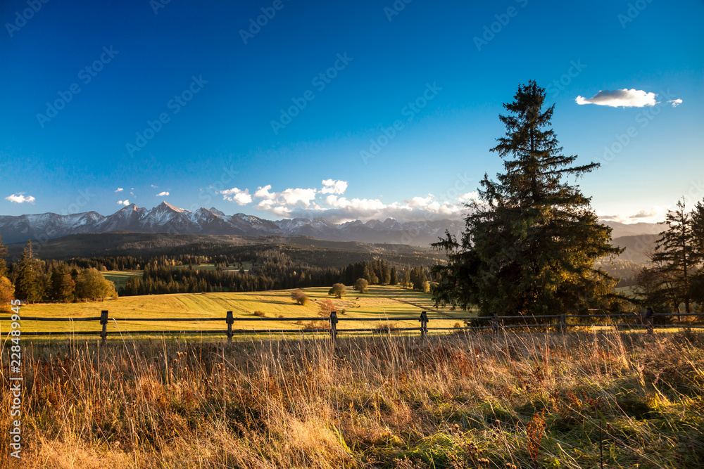 Tatra Mountains close up from Poland Slovakia border side
