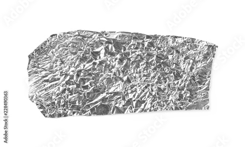 Aluminum foil scrap isolated on white background