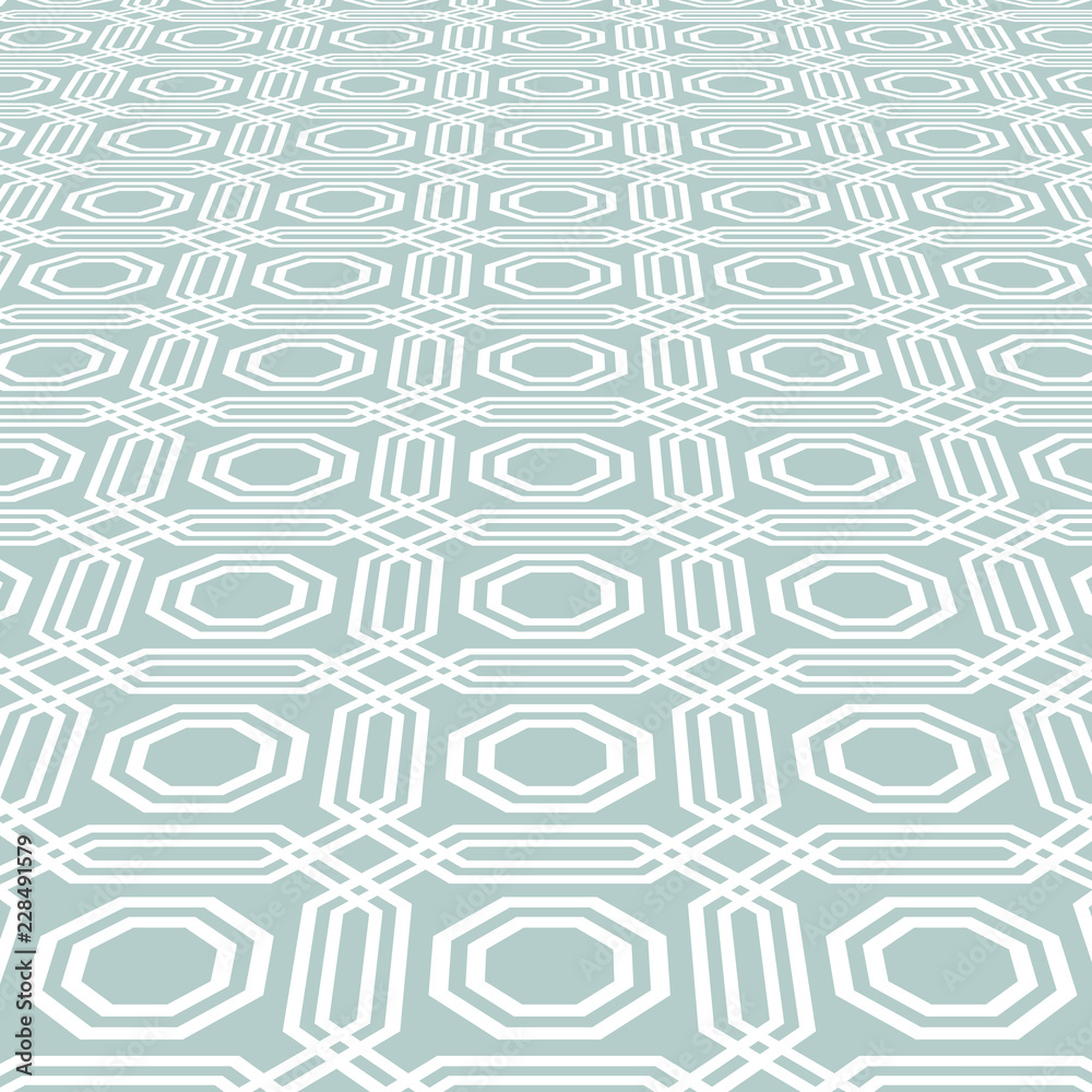 Modern vector light blue and white octagonal pattern. Geometric abstract texture. Graphic geometric background with perspective pattern