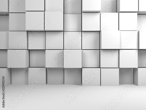 Fototapeta Naklejka Na Ścianę i Meble -  Abstract white digital background, 3d cubes