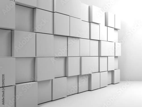 Fototapeta Naklejka Na Ścianę i Meble -  Abstract white interior, wall installation 3d