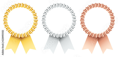 Award Badges Golden/Silver/Bronze Ribbon photo