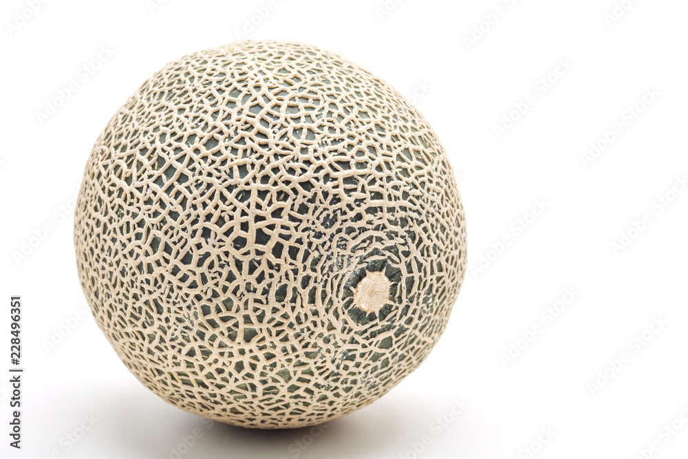Single cantaloupe melon on white Single cantaloupe melon on white