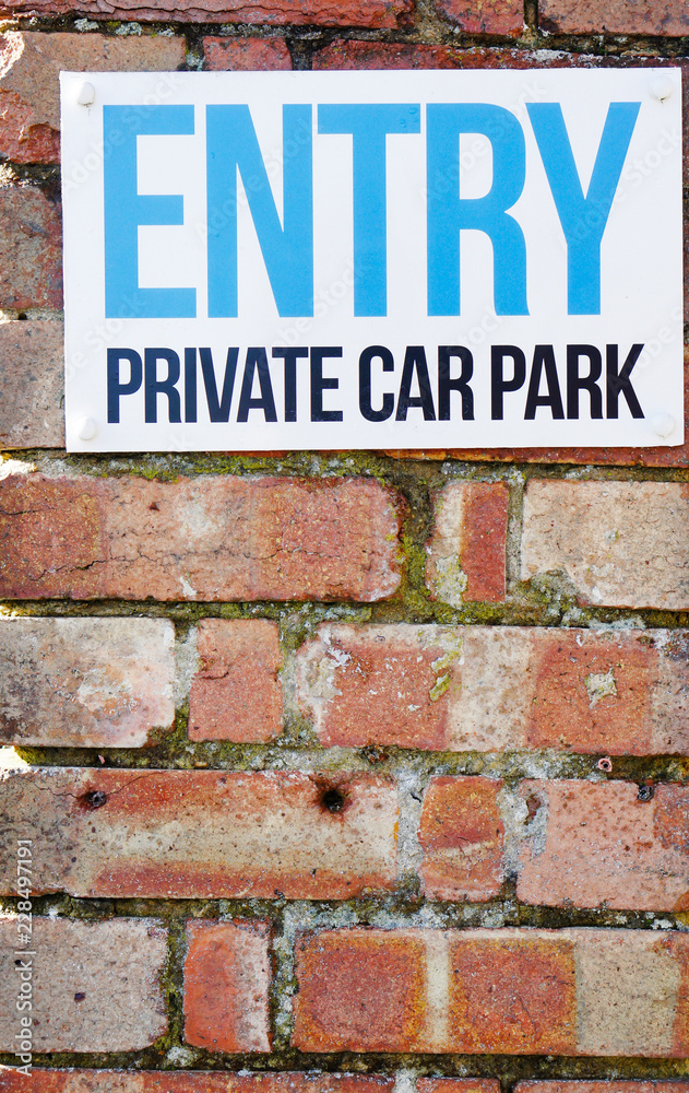 Fototapeta premium Private car park sign