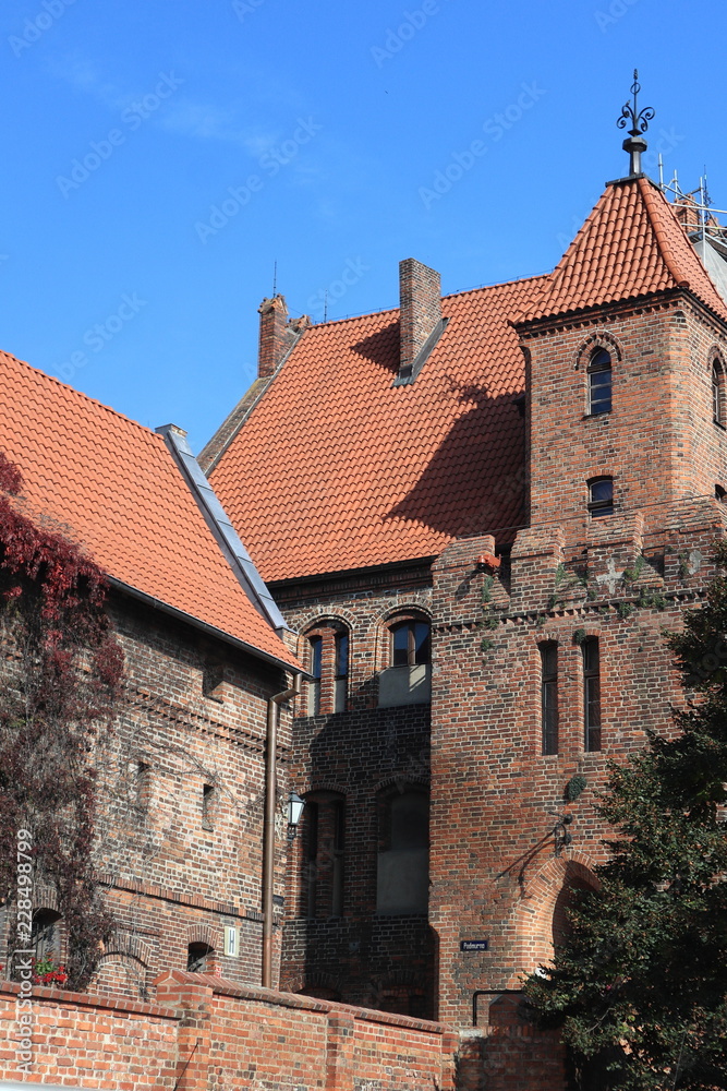 Medieval buildings of red brick