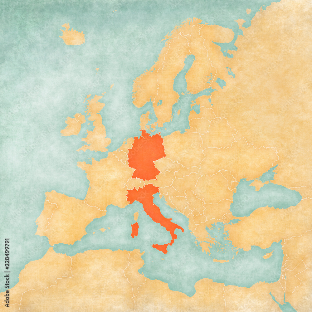 Map of Europe - Germany and Italy