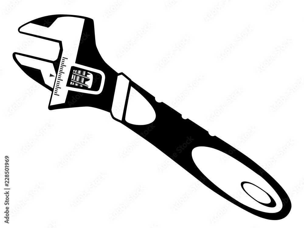 Obraz premium Wrench isolated on white vector illustration. Work tool.