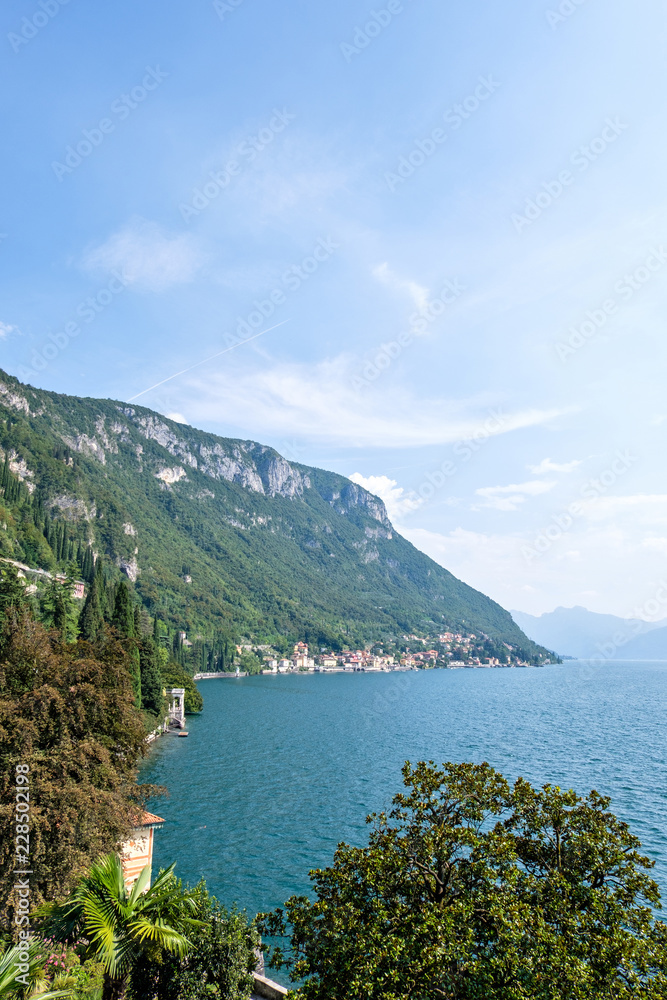Top view from Varenna town to mountains