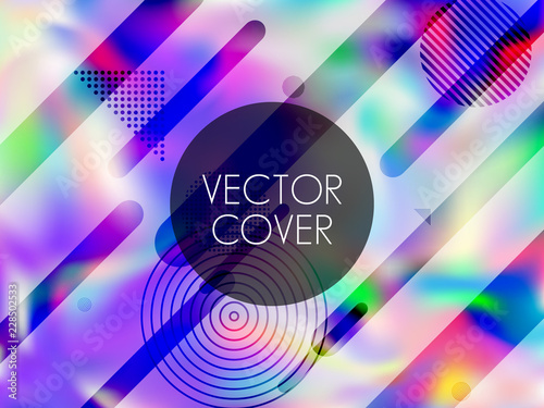 Holographic texture cover memphis neon colors