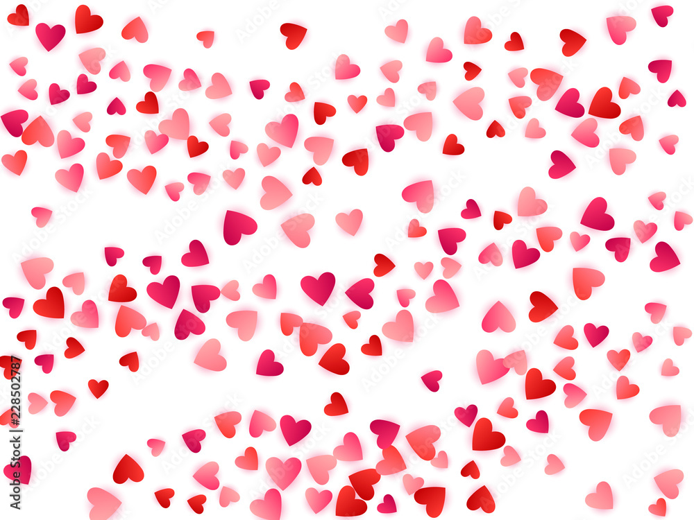 Red flying hearts bright love passion background.