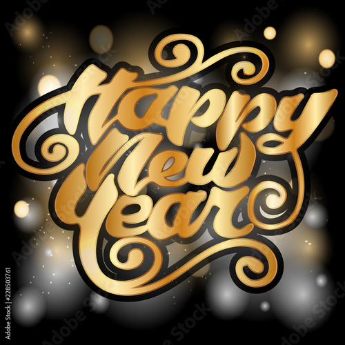 Vector Happy New Year text with glitter elements